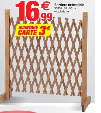 Bazarland Barrière extensible 30/150 x 30 x 90 cm, en bois de pin. offre