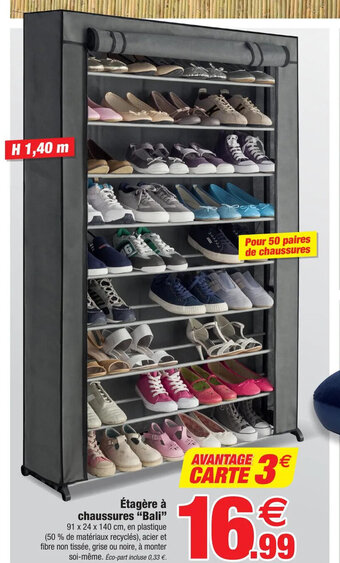 Bazarland Étagère à chaussures "Bali" offre