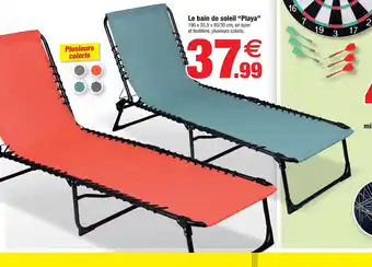 Le bain de soleil "Playa" 190 x 55,5 x 85/30 cm, en acier et textilène, plusieurs coloris.