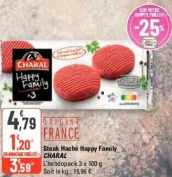 G20 Steak Hache Happy Family CHARAL offre