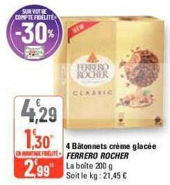 G20 4 Bâtonnets crème glacée FERRERO ROCHER offre