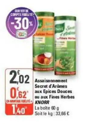 G20 Assaisonnement Secret d'Arômes aux Epices Douces ou aux Fines Herbes KNORR offre