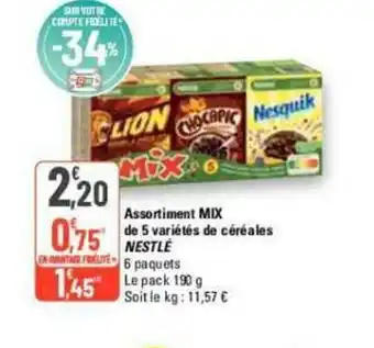 G20 Assortiment MIX de 5 variétés de céréales NESTLE offre