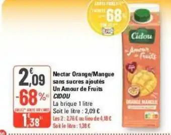 G20 Nectar Orange/Mangue sans sucres ajoutés Un Amour de Fruits Cidou offre