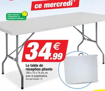 Bazarland La table de reception pliante offre