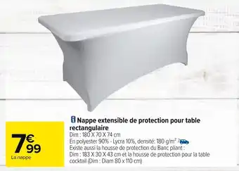 Carrefour Nappe extensible de protection pour table rectangulaire offre