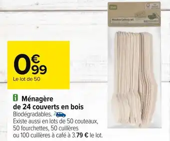 Carrefour Ménagère de 24 couverts en bois offre