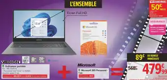 Carrefour Microsoft / medion ordinateur portable + microsoft 365 personnel - 1 an offre