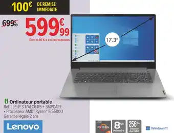Carrefour Lenovo ordinateur portable offre