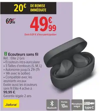 Carrefour Jabra ecouteurs sans fil offre