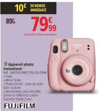 Carrefour Fujifilm appareil photo instantané offre