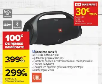 Carrefour Jbl enceinte sans fil offre