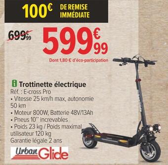 Carrefour Urban glide trottinette électrique offre