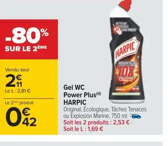 Carrefour Harpic gel wc power plus offre