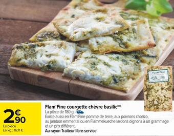 Carrefour Flam'fine courgette chèvre basilic offre