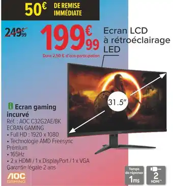 Aoc gaming ecran gaming incurvé