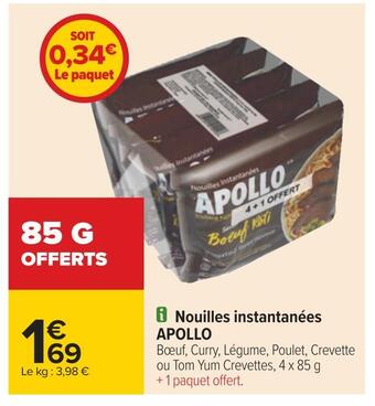 Carrefour Apollo nouilles instantanées offre