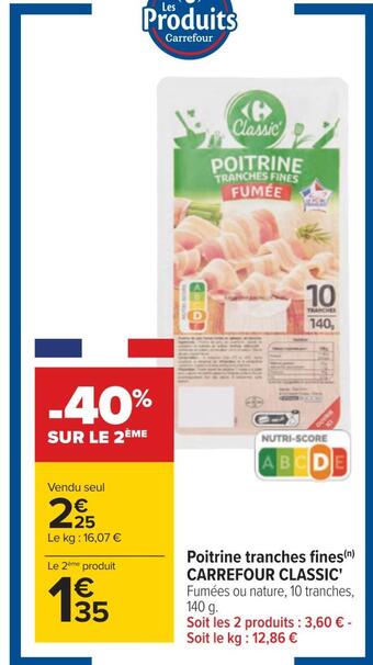 Carrefour Carrefour classic' poitrine tranches fines offre