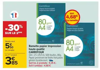 Carrefour Carrefour ramette papier impression haute qualité offre