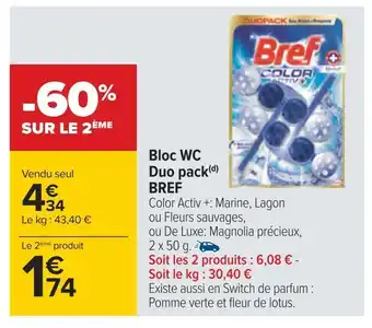 Carrefour Bref bloc wc duo pack offre