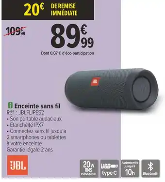 Carrefour Jbl enceinte sans fil offre