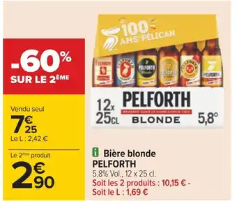 Carrefour Pelforth bière blonde offre