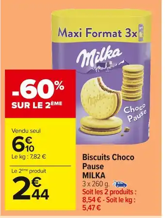 Carrefour Market Milka biscuits choco pause offre