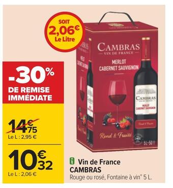 Carrefour Cambras vin de france offre