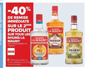 Carrefour La mauny -40% de remise immédiate sur le 2ème produit sur tous les rhums la mauny offre