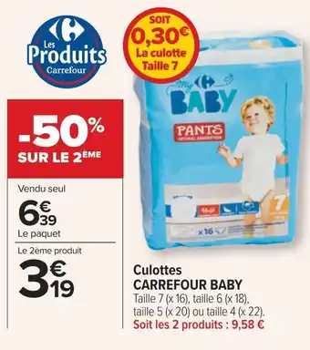 Carrefour Carrefour baby culottes offre