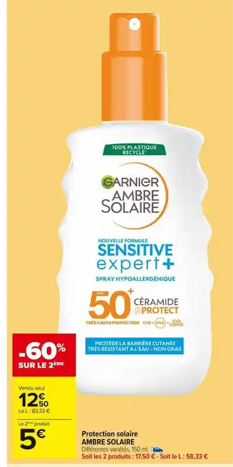 Carrefour Market Garnier protection solaire ambre solaire offre