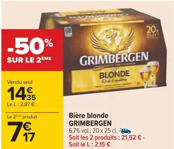 Carrefour Grimbergen bière blonde offre