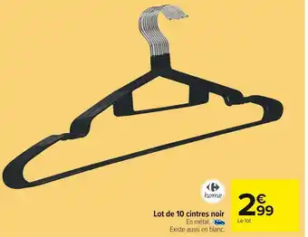 Carrefour Market Carrefour home lot de 10 cintres noir offre