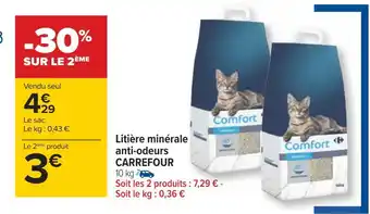 Carrefour Carrefour litière minérale anti-odeurs offre
