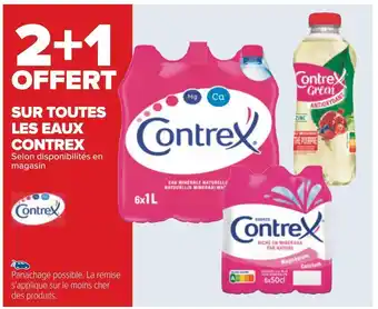 Carrefour Contrex 2+1 offert sur toutes les eaux contrex offre