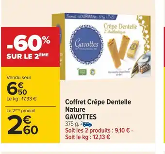 Carrefour Gavottes coffret crêpe dentelle nature offre