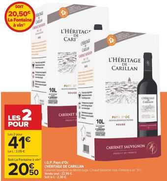 Carrefour L'héritage de carillan i.g.p. pays d'oc offre