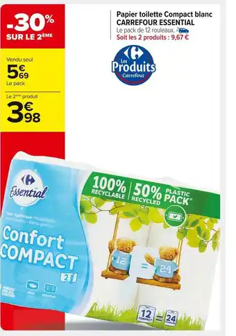 Carrefour Market Carrefour essential papier toilette compact blanc offre