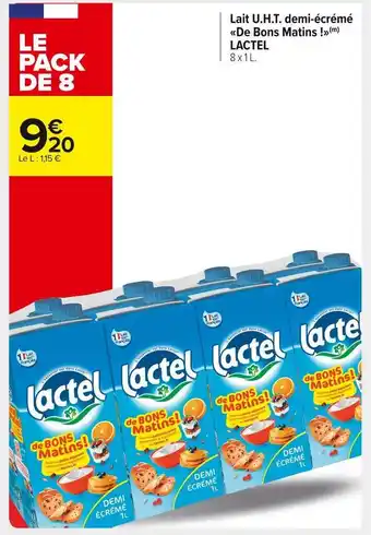 Carrefour Market Lactel lait u.h.t. demi-écrémé de bons matins ! offre