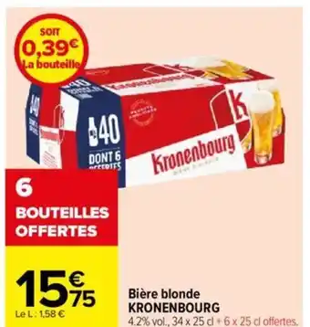 Carrefour Bière blonde KRONENBOURG offre