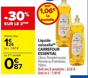 Carrefour Liquide vaisselle(d) CARREFOUR ESSENTIAL offre