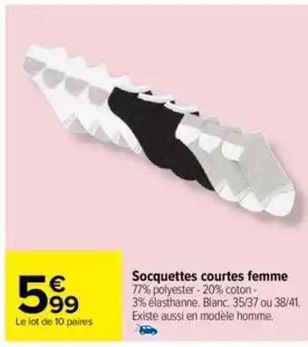 Carrefour Socquettes courtes femme offre