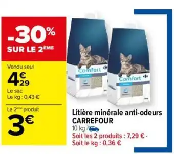 Carrefour Litière minérale anti-odeurs CARREFOUR offre