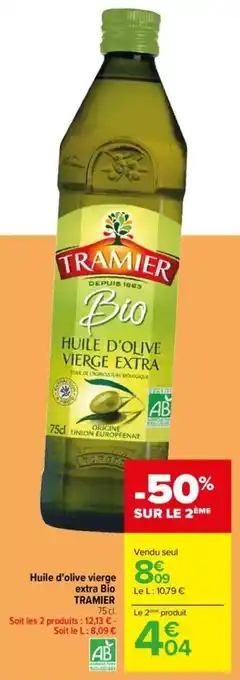 Carrefour Huile d'olive vierge extra Bio TRAMIER offre