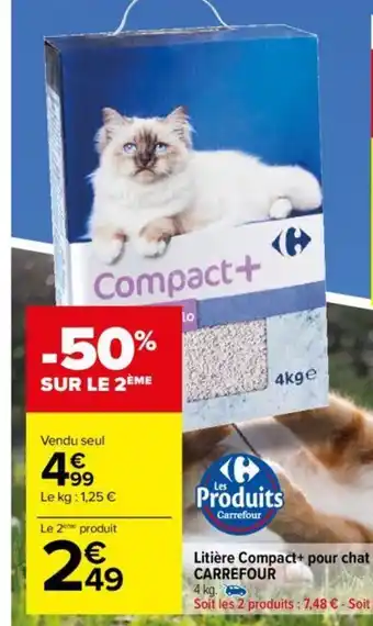 Carrefour Litière Compact+ pour chat CARREFOUR offre