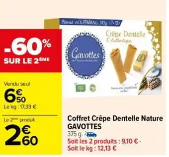 Carrefour Coffret Crêpe Dentelle Nature GAVOTTES offre