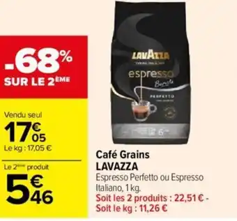 Carrefour Café Grains LAVAZZA offre