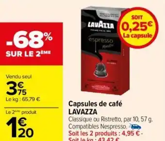 Carrefour Capsules de café LAVAZZA offre
