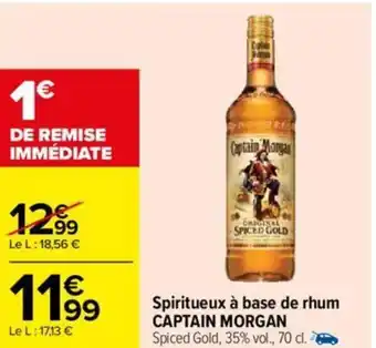 Carrefour Spiritueux à base de rhum CAPTAIN MORGAN Spiced Gold, 35% vol., 70 cl. offre