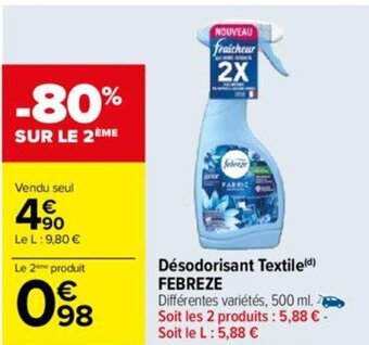 Carrefour Désodorisant Textile(d) FEBREZE offre
